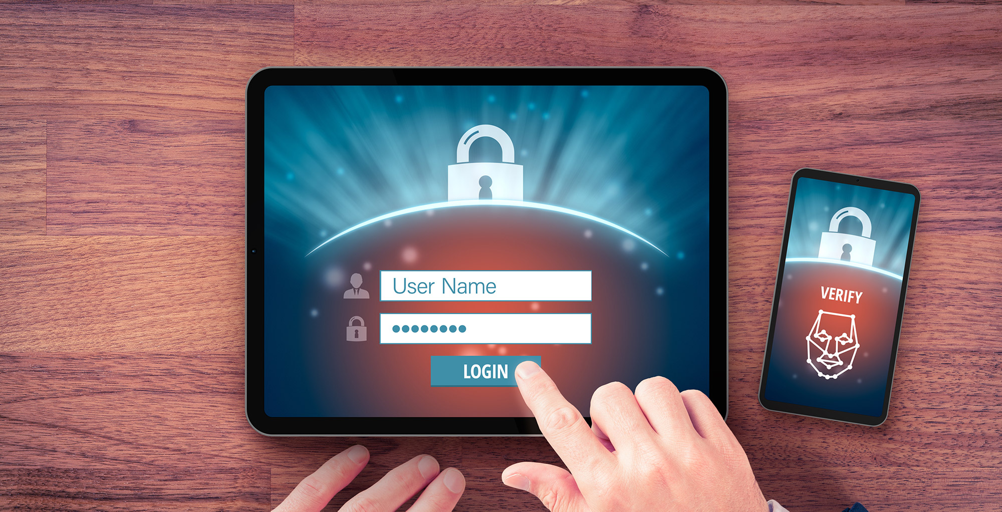 person verifying password on cell phone